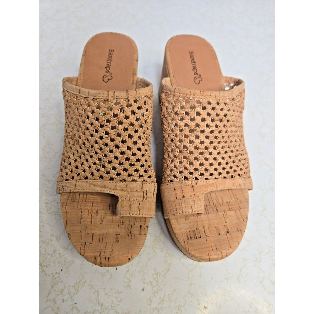 Baretraps Bethie women's sandals/flip-flops-natural cork-light brown-sz 8.5